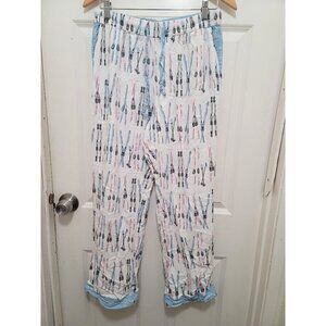 Munki Munki Fleece Women's Ski Print Pajama Pants With Snap Closures